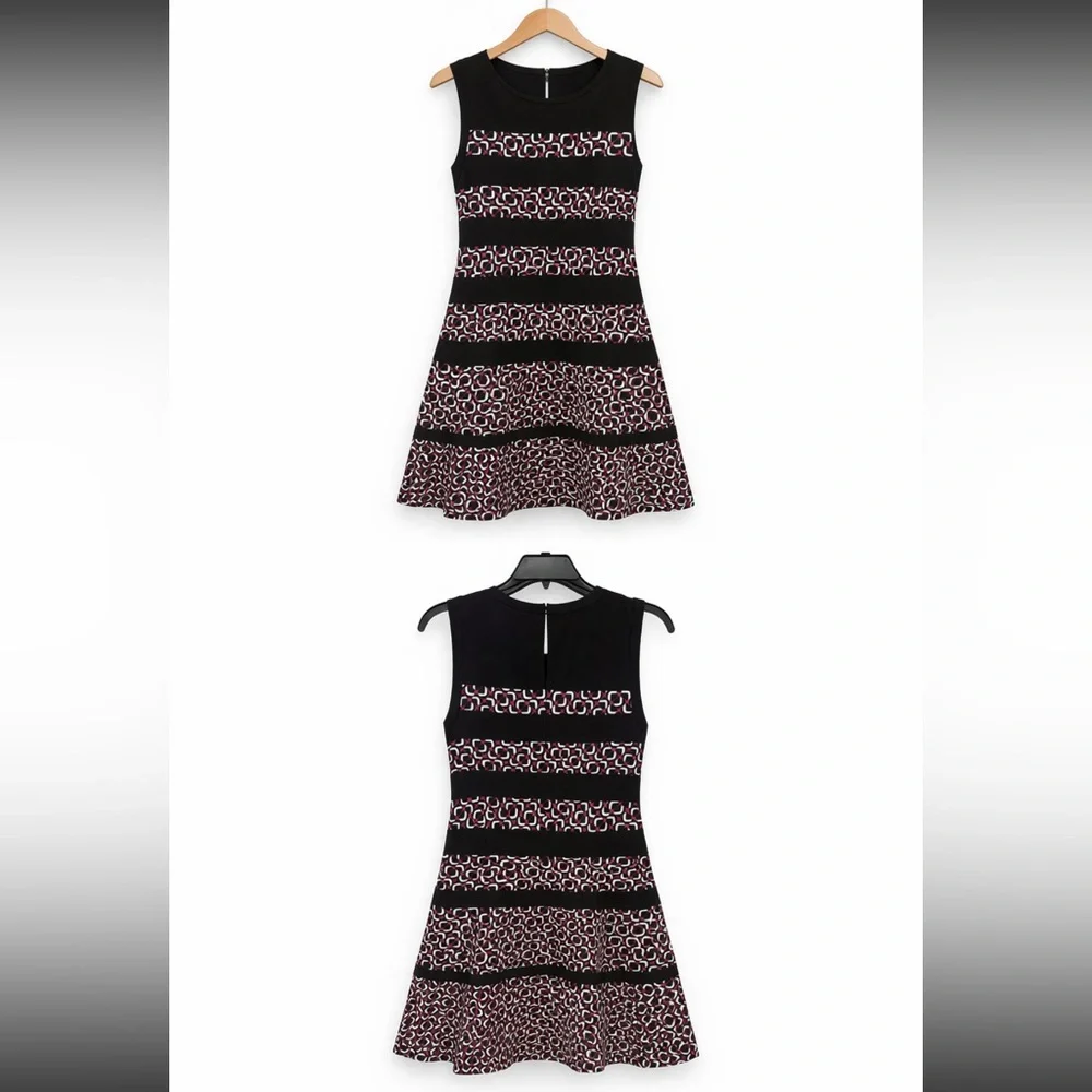 Michael Michael‎ Kors Geometric Deep Fuchsia Fit & Flare Dress Size M NWT